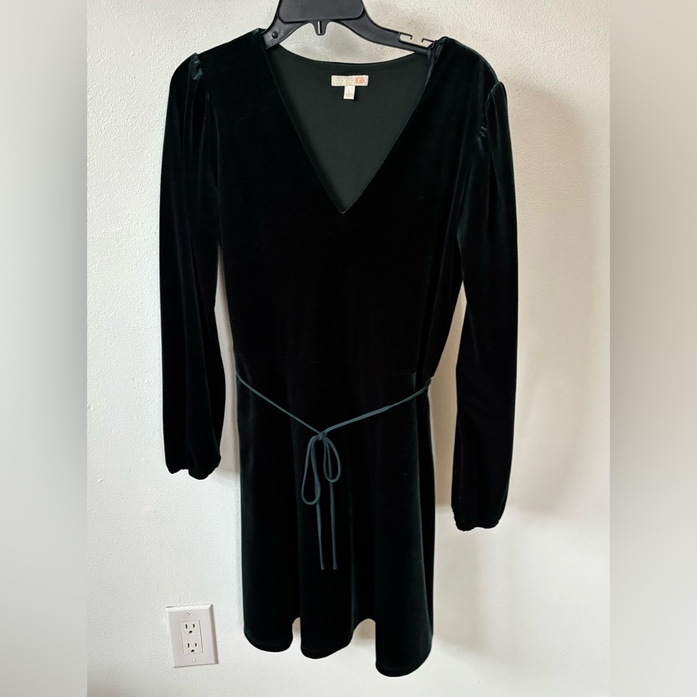 Gianni Bini Elegant Emerald Green Velvet Dress Size L